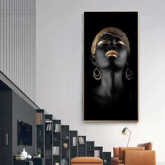 Golden Lady Canvas Wall Art - High Definition Cotton Print