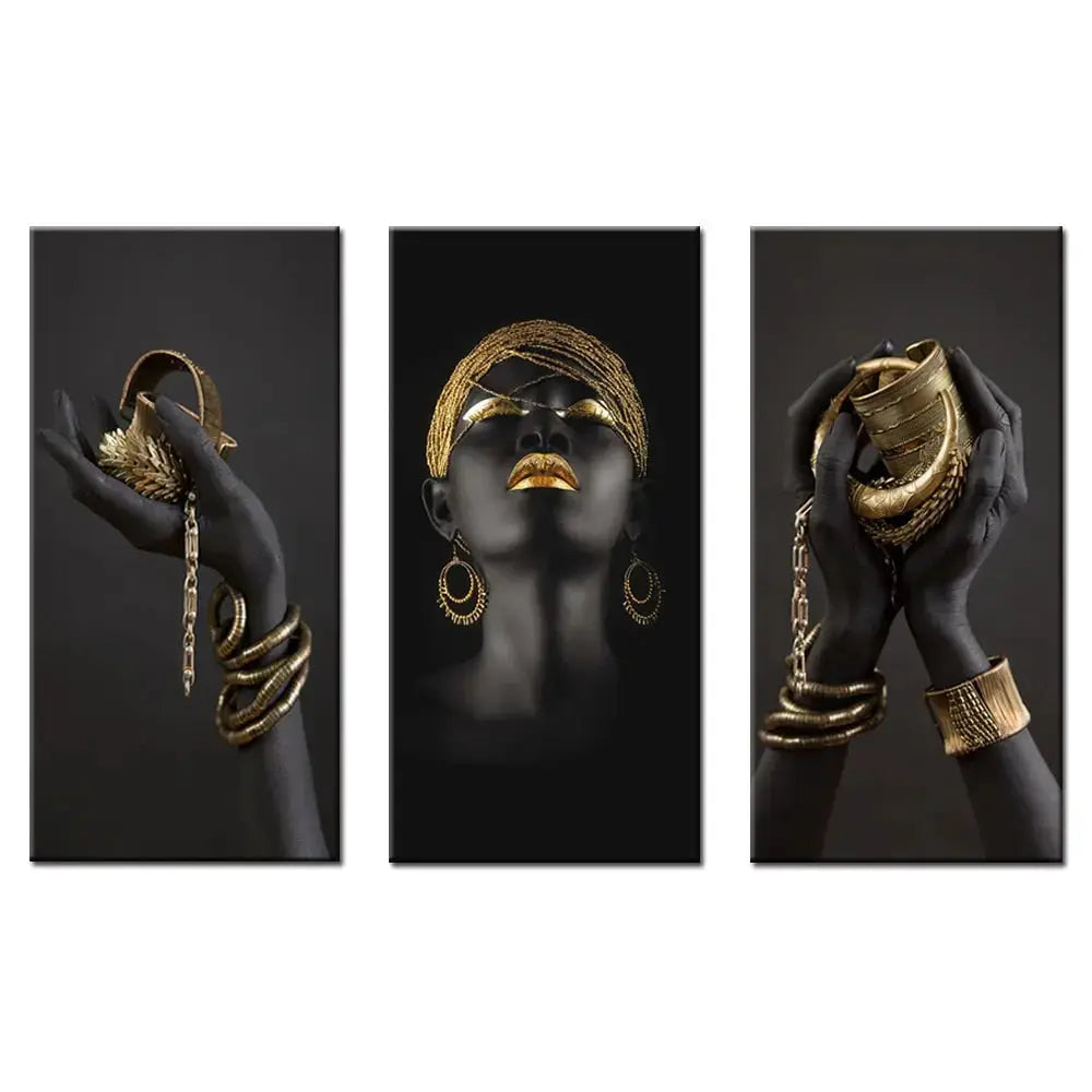 Golden Lady Canvas Wall Art - High Definition Cotton Print