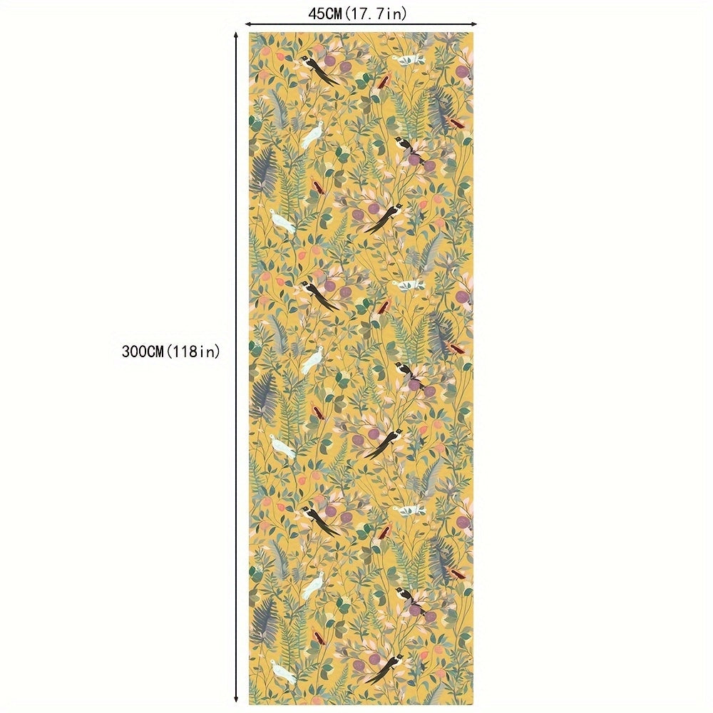 Peelable Golden Bird and Leaf Wallpaper