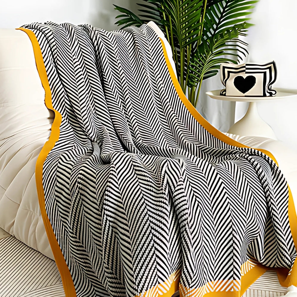 Golden Chevron Lightweight Throw Blanket