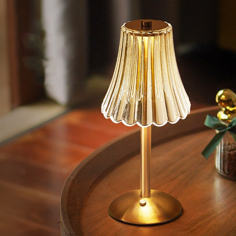 Rechargeable Golden Crystal Table Lamp with Touch Control