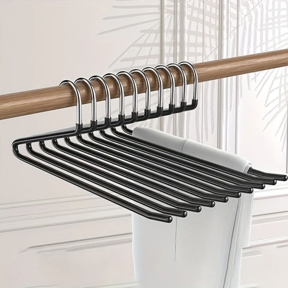 Stainless Steel Goose Neck Z Pants Hangers - 10 Pack