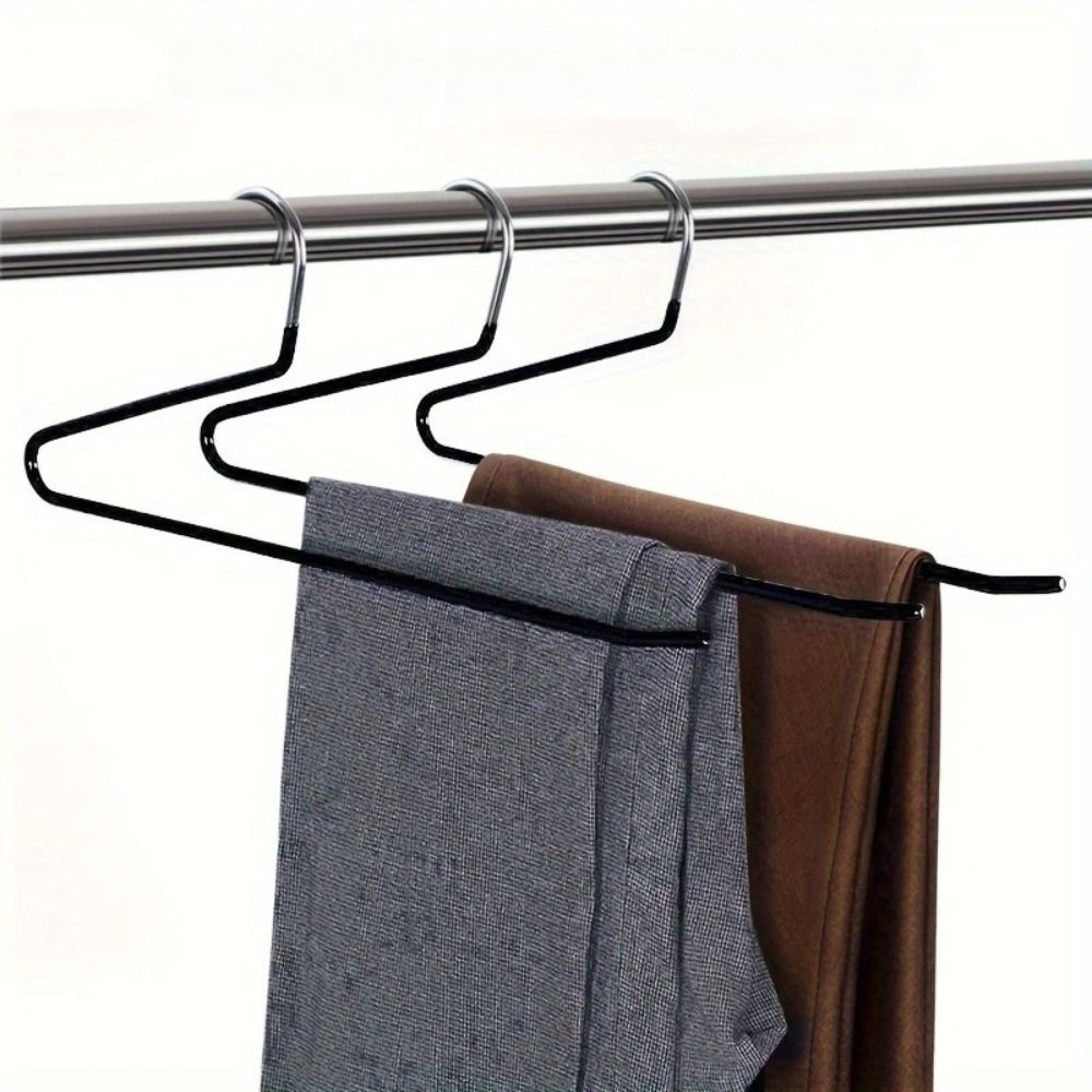 Stainless Steel Goose Neck Z Pants Hangers - 10 Pack