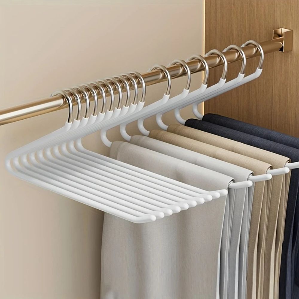 Stainless Steel Goose Neck Z Pants Hangers - 10 Pack
