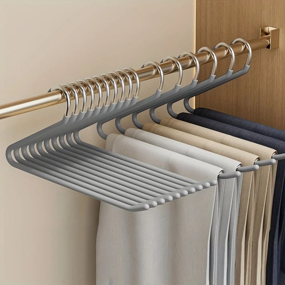 Stainless Steel Goose Neck Z Pants Hangers - 10 Pack