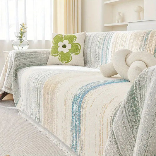 Chenille Striped Sofa Cover - Non-Slip, Breathable Protection