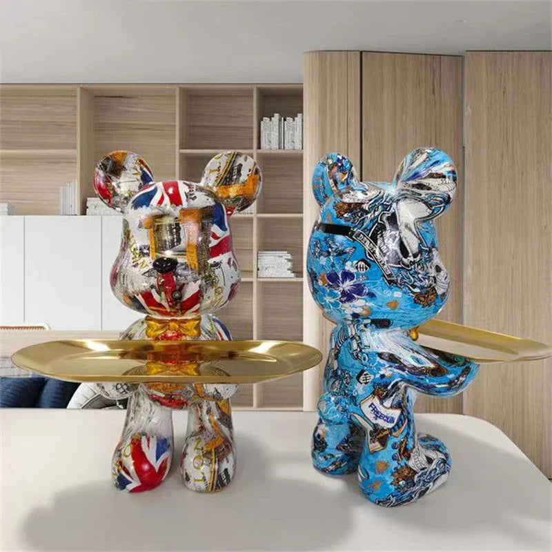 Graffiti Bear Key Holder Figurine