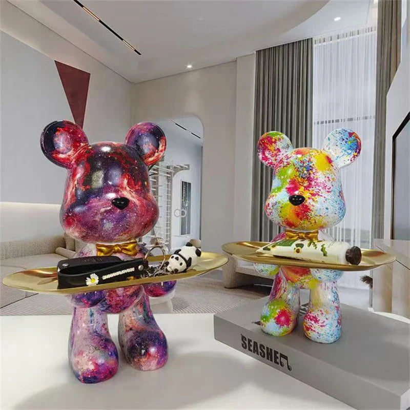 Graffiti Bear Sculpture - Modern Street Art Decor