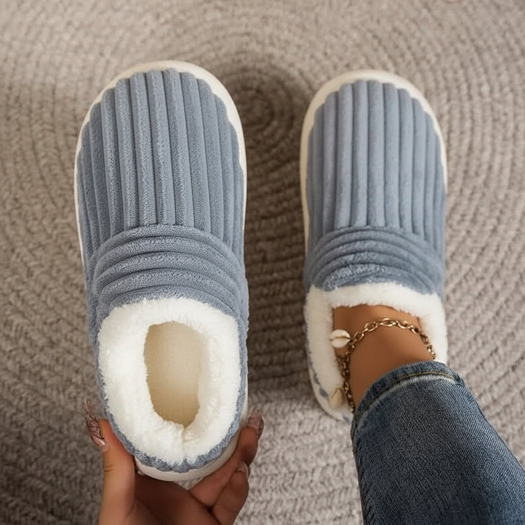 Warm Vegan Fleece House Slippers with Orthopedic Support