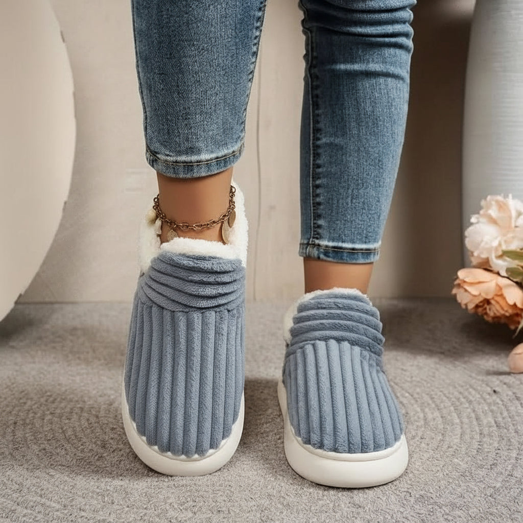 Warm Vegan Fleece House Slippers with Orthopedic Support