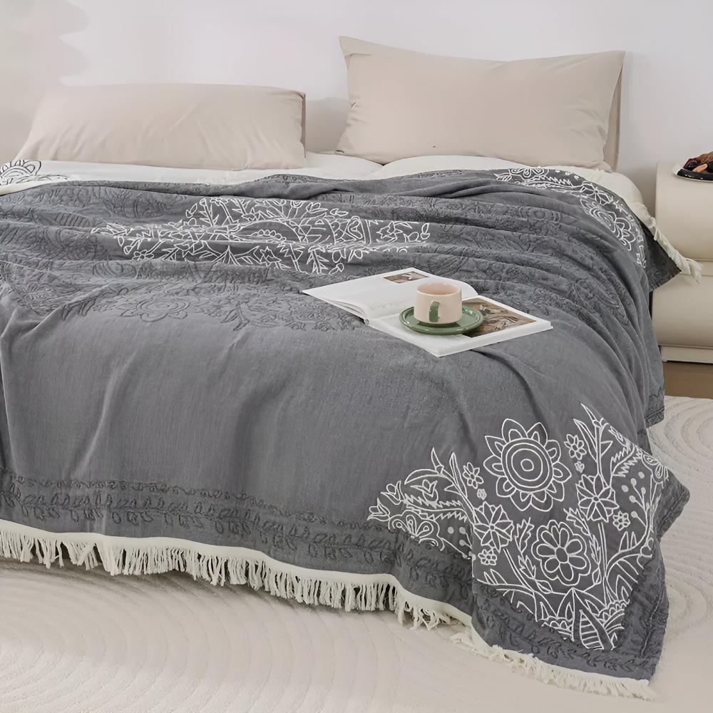 Reversible Jacquard Cotton Throw Blanket