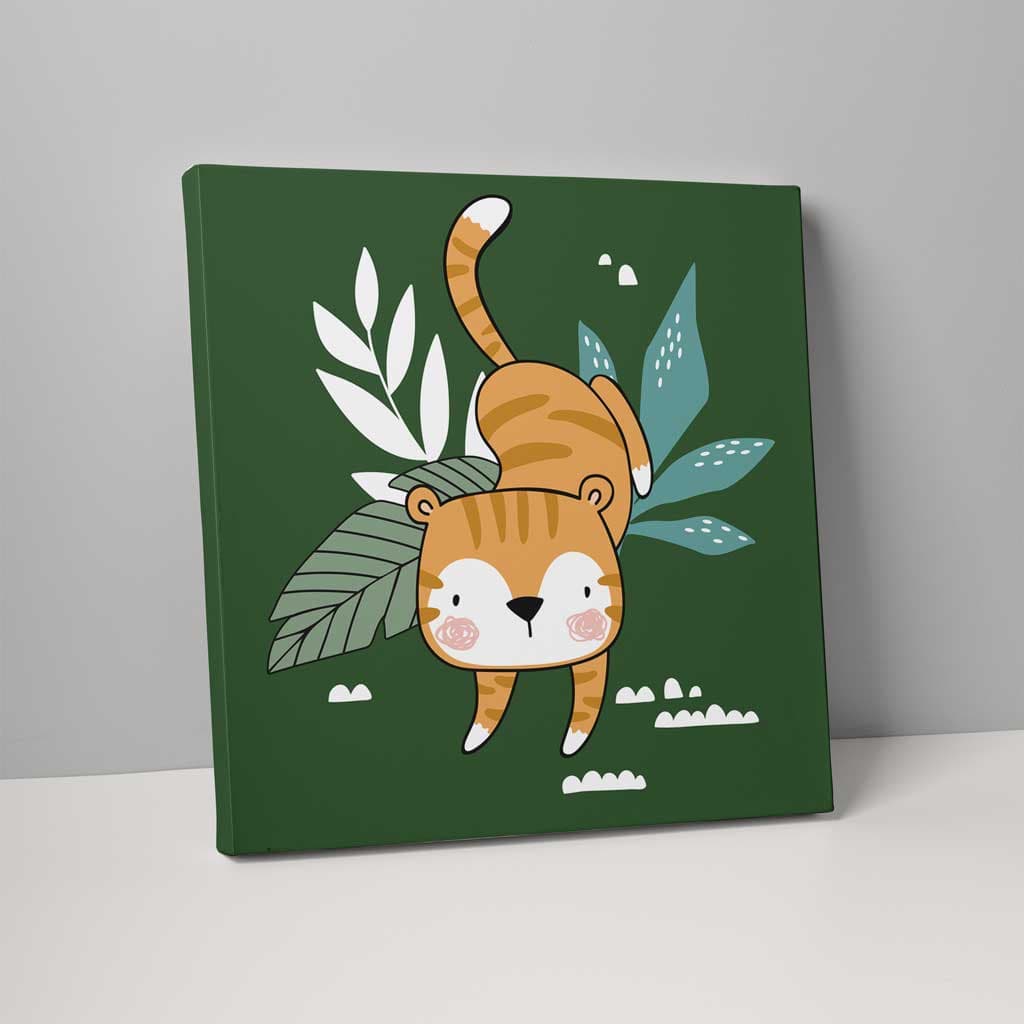 Dark Green and Orange Jungle Tiger Canvas Art