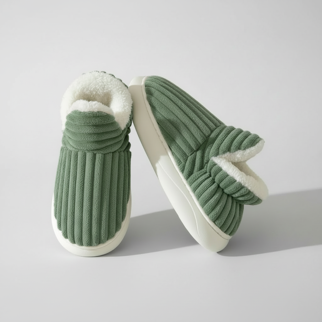 Warm Vegan Fleece House Slippers with Orthopedic Support