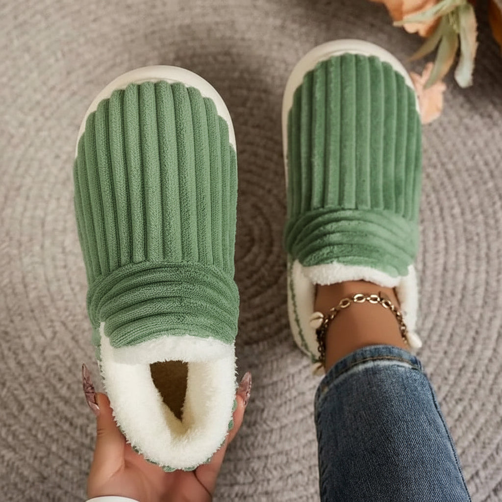 Warm Vegan Fleece House Slippers with Orthopedic Support