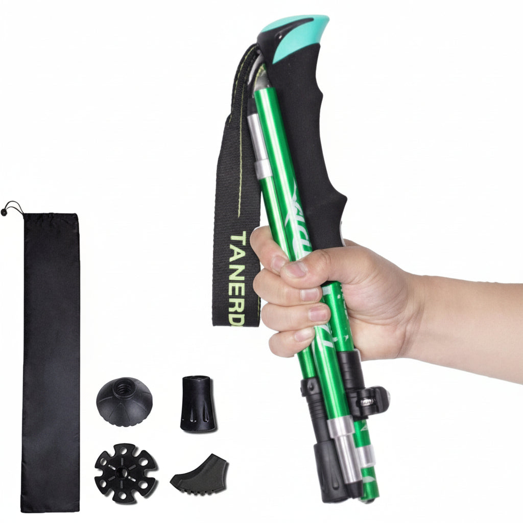 Adjustable Lightweight Aluminum Trekking Poles - Foldable Telescopic Hiking Support