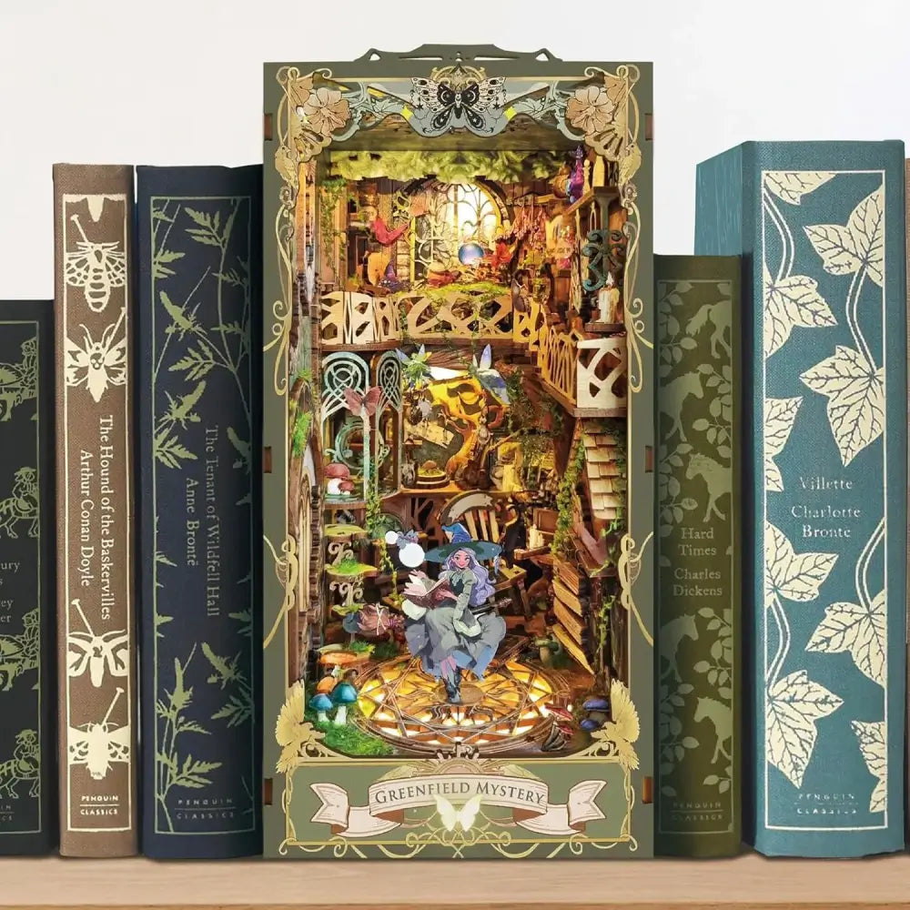 Green Fairyland DIY Book Nook Kit with LED Lights