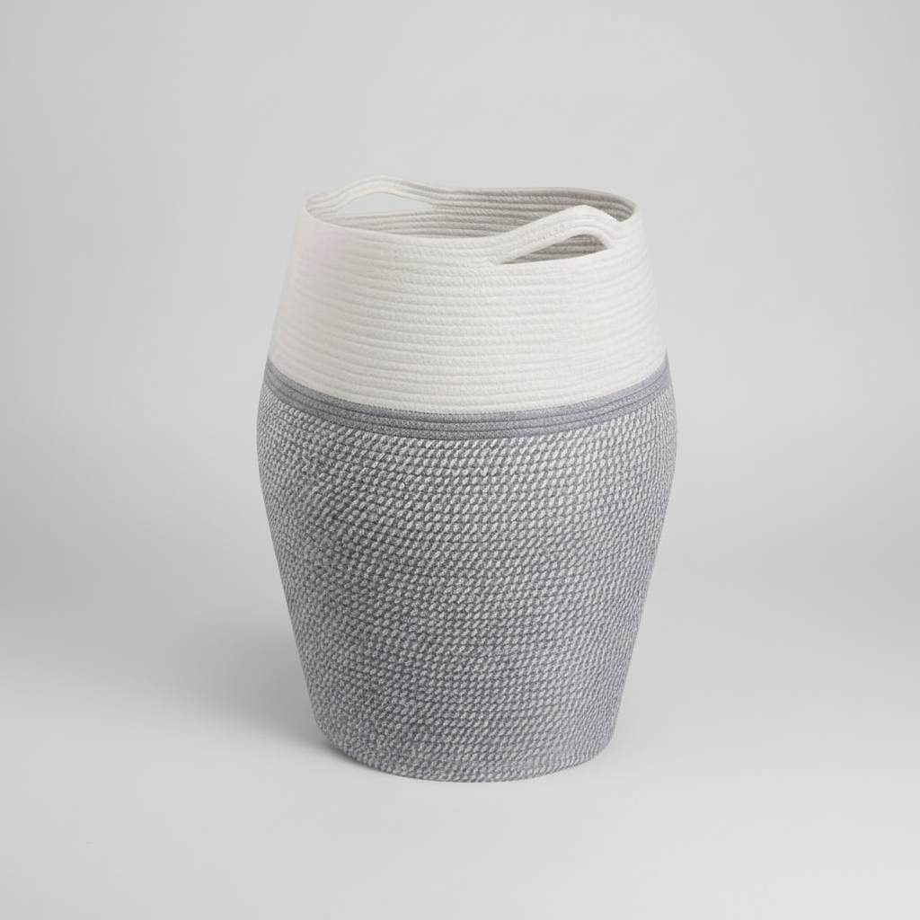Large Woven Laundry Basket with Side Handles - Breathable Storage Solution