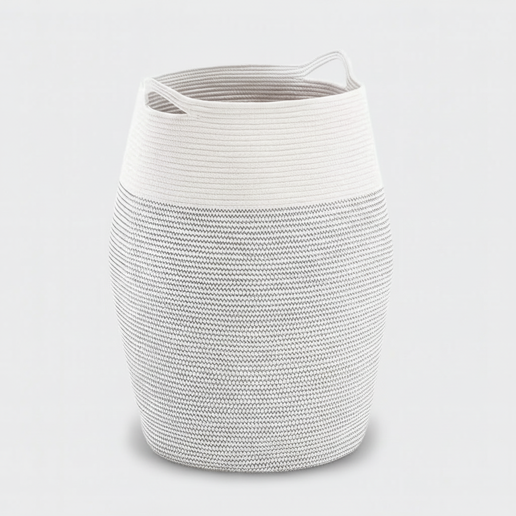 Large Woven Laundry Basket with Side Handles - Breathable Storage Solution