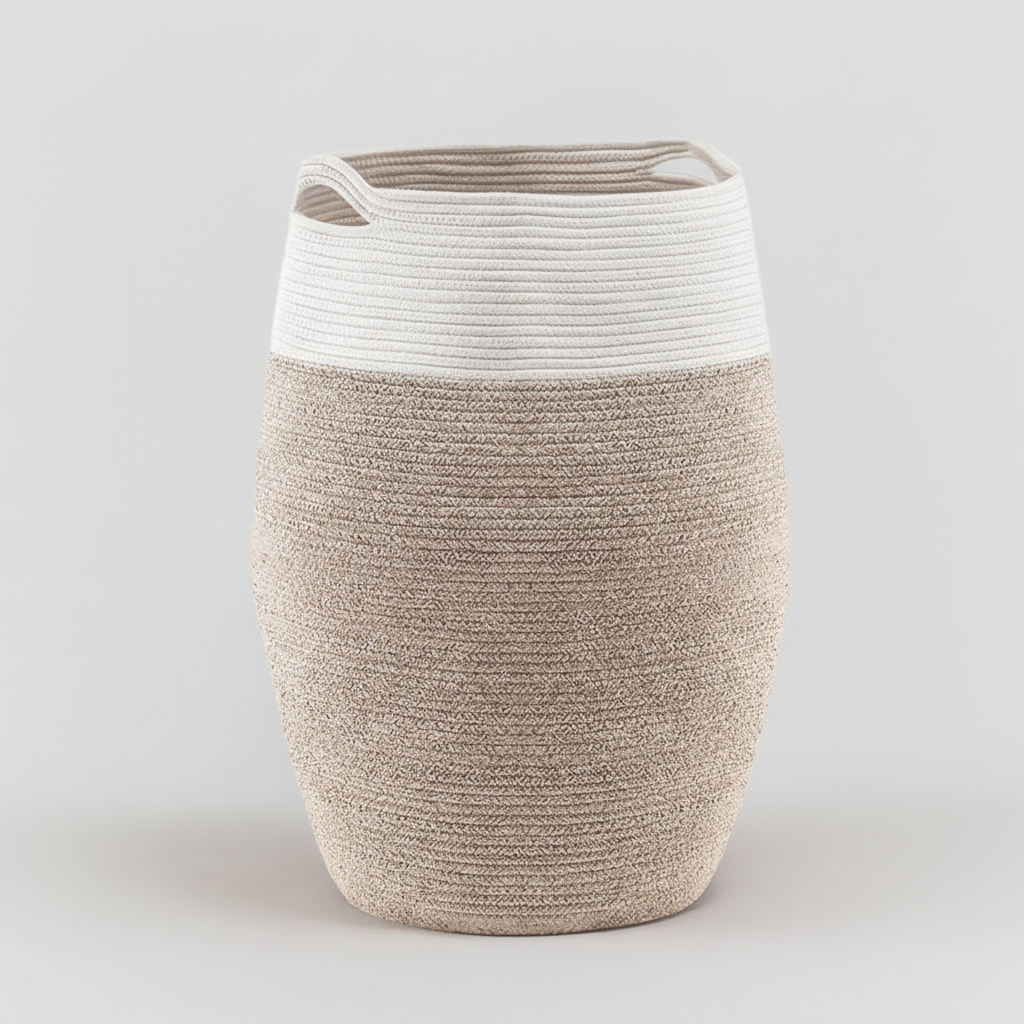 Large Woven Laundry Basket with Side Handles - Breathable Storage Solution