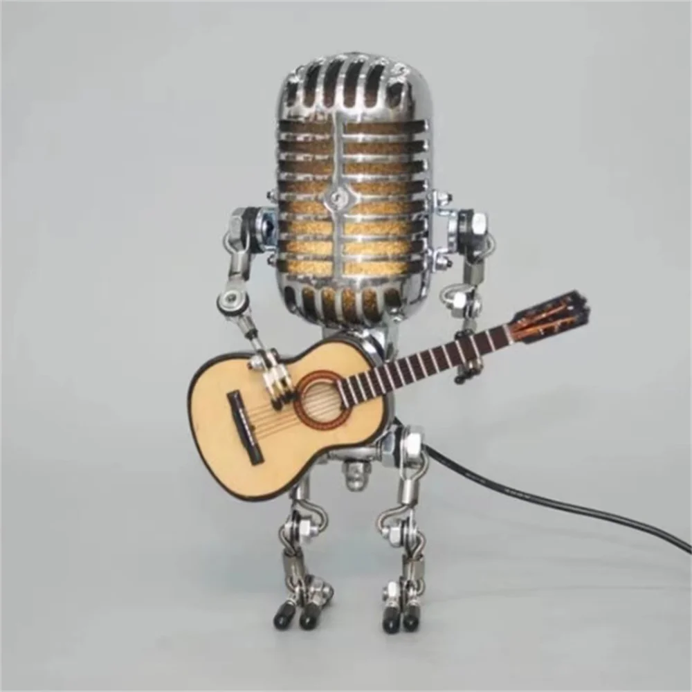 Robot Table Lamp with Guitar - Modern Decorative LED Light