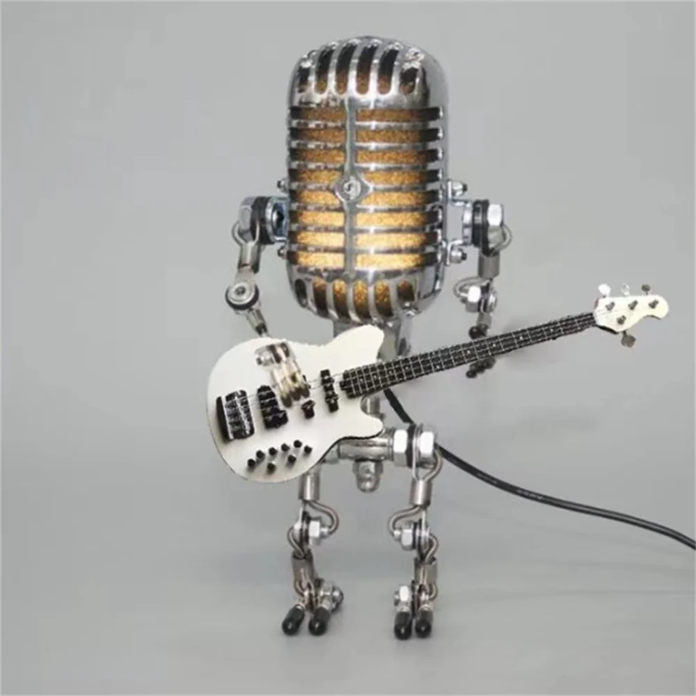 Robot Guitar Table Lamp with Adjustable LED Light