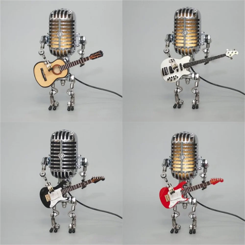 Robot Guitar Table Lamp with Adjustable LED Light