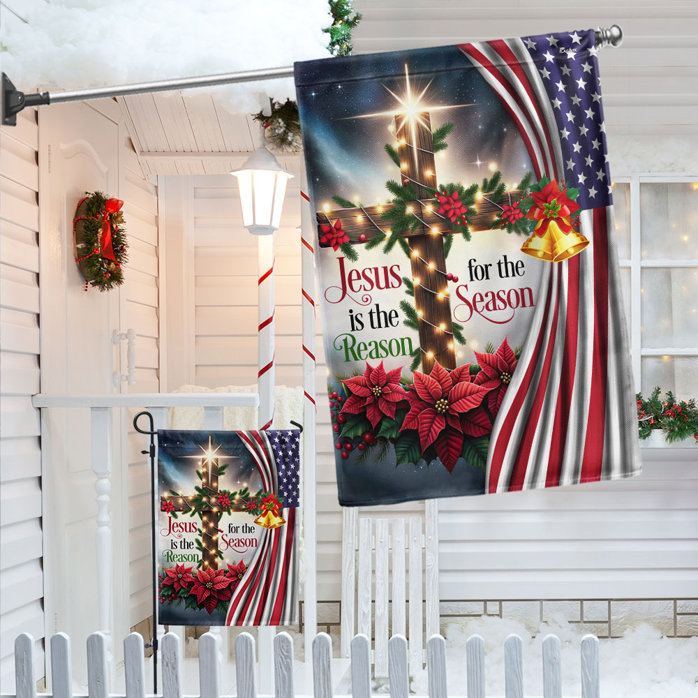 Jesus Is The Reason For The Season Christmas Flag - Double-Sided Canvas Decor