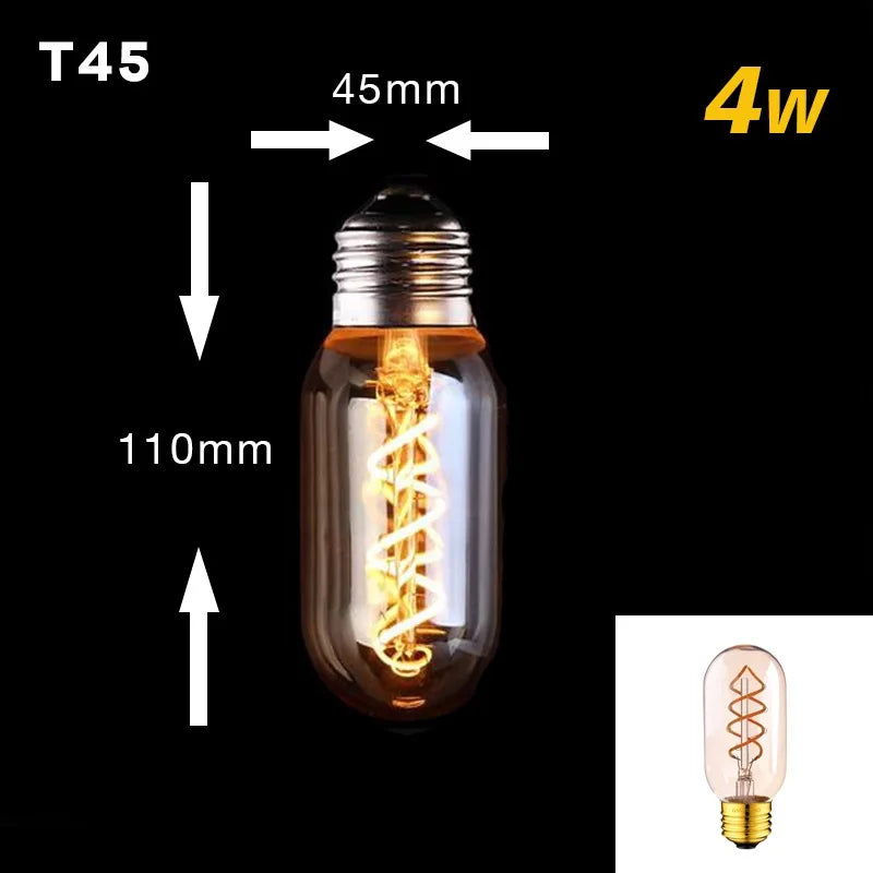 Dimmable Vintage LED Edison Bulb with Gold Spiral Filament E27 Base 2200K