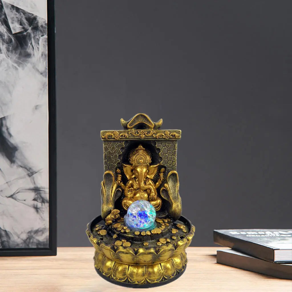 Ganesha Statue with LED Waterfall Fountain for Indoor Decor