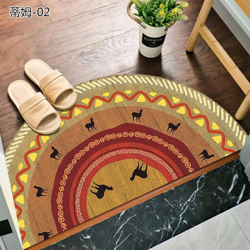 Bohemian Non-Slip Semicircular Polyester Doormat