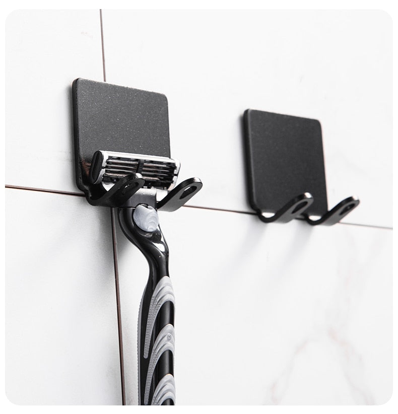 Wall Mounted No-Drill Razor Holder Hook for Bathroom Storage