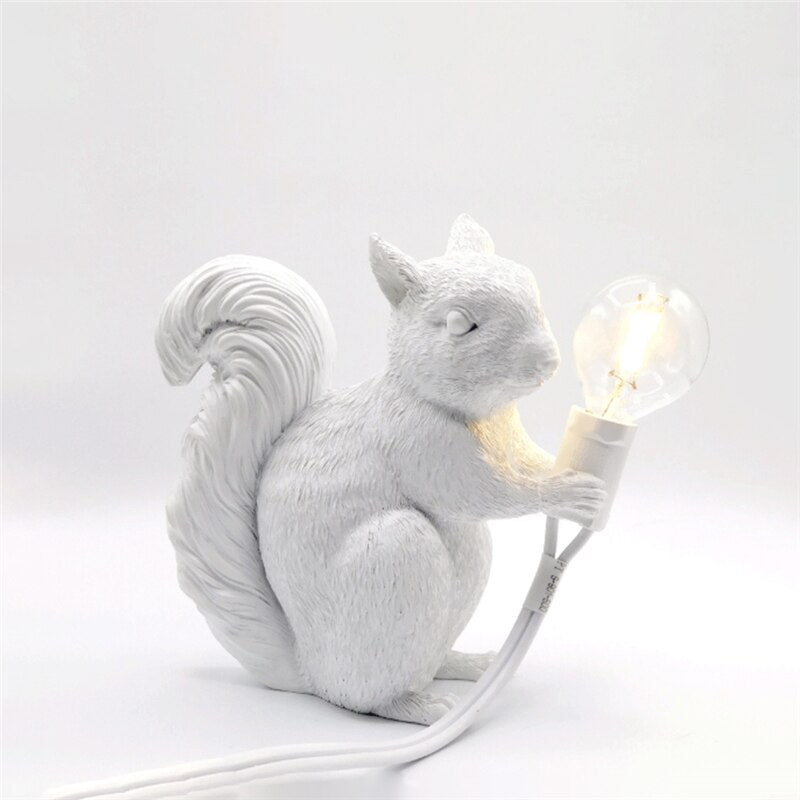 Squirrel Table Lamp with LED Light - Scandinavian Design