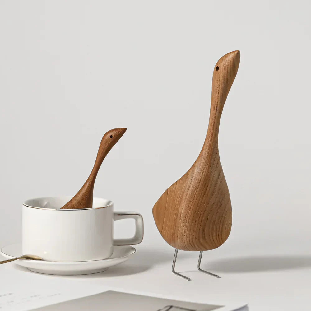 Scandinavian Teak Wood Goose Figurines