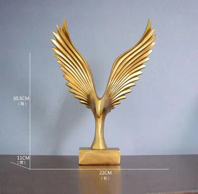 Luxury Eagle Sculpture in Gold and Black Resin