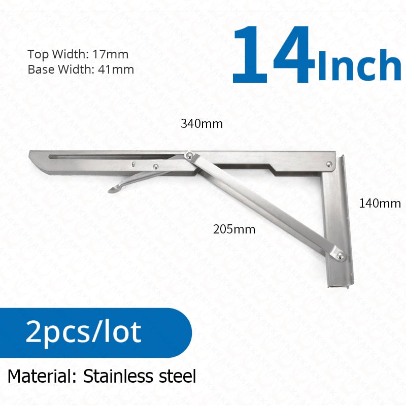 Collapsible Heavy-Duty Stainless Steel Shelf Brackets