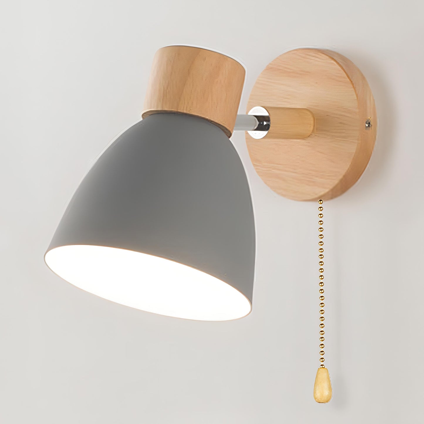 Wood Nordic Modern Hanging Wall Lamp with Pull Switch