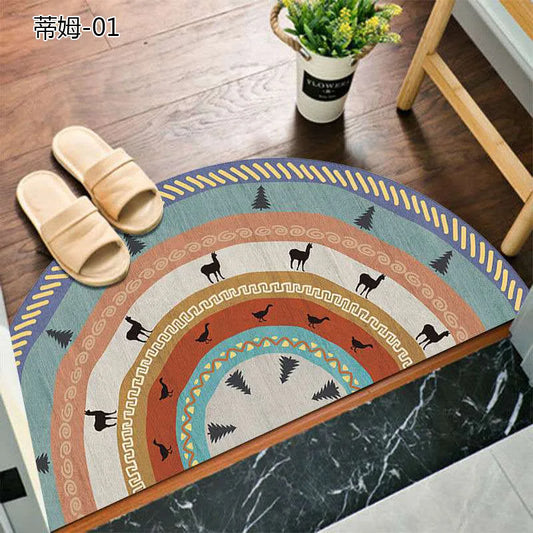Bohemian Non-Slip Semicircular Polyester Doormat