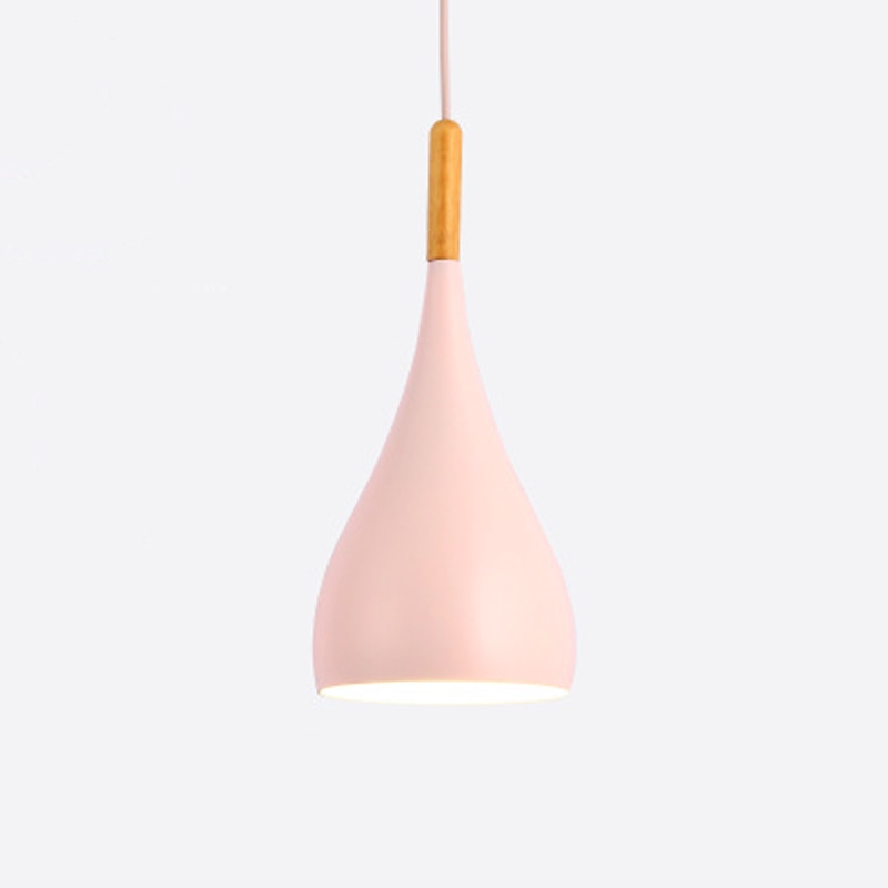 Modern Wooden Pendant Light - Scandinavian Drop Shape, Multiple Colors