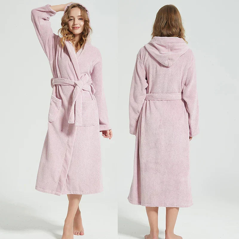 Hooded Cotton Bathrobe for Spa and Home Relaxation