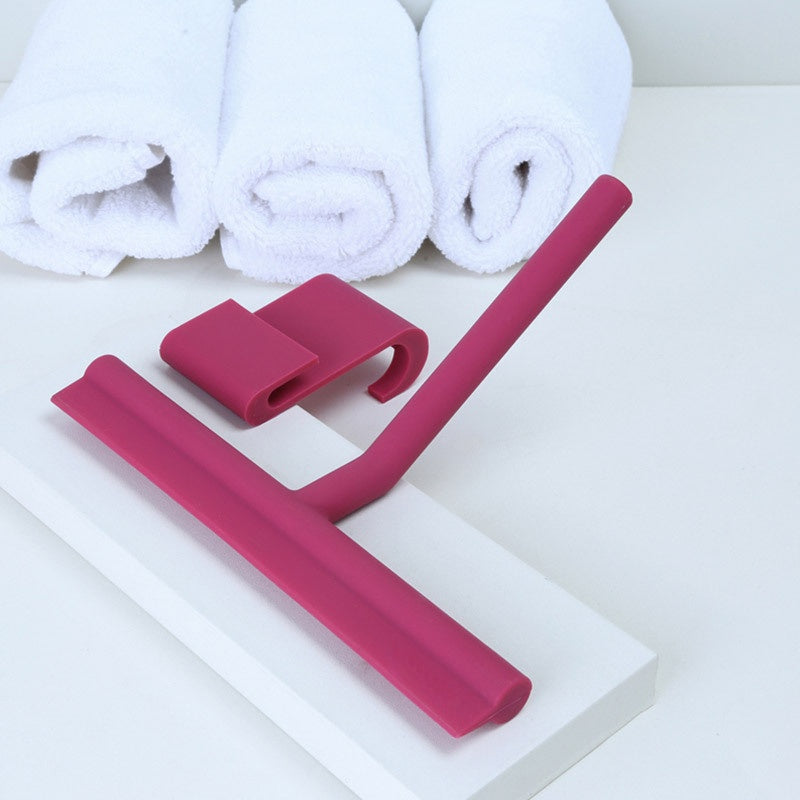 Retro Silicone Shower Squeegee with Holder - Streak-Free Cleaning in Turquoise or Fuchsia