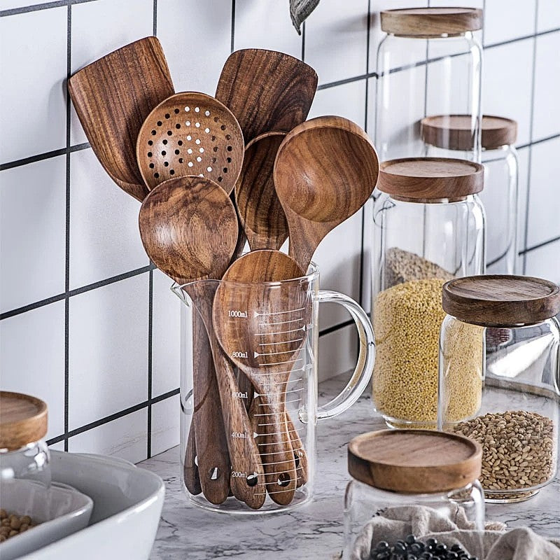 Teak Wood 7-Piece Kitchen Utensil Set