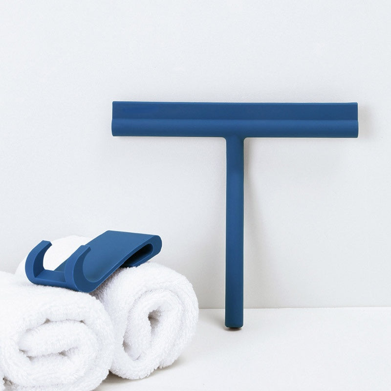 Retro Silicone Shower Squeegee with Holder - Streak-Free Cleaning in Turquoise or Fuchsia