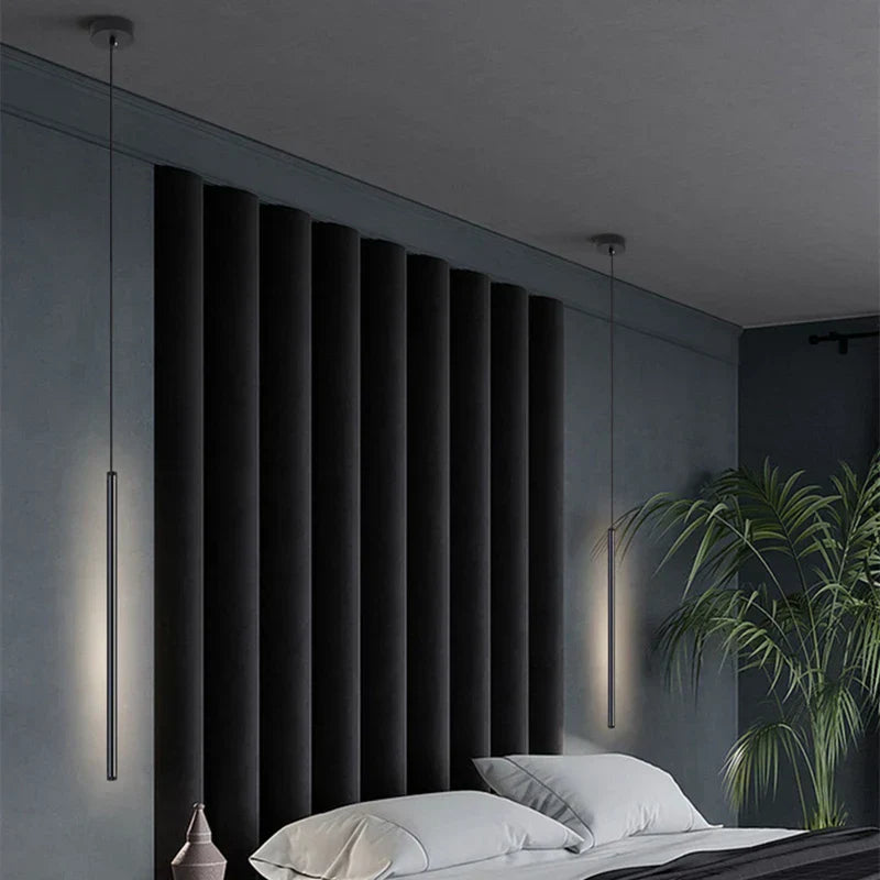 Minimalist Black LED Pendant Light with Built-in 16W Light