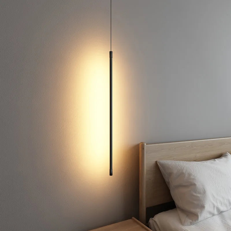 Minimalist Black LED Pendant Light with Built-in 16W Light