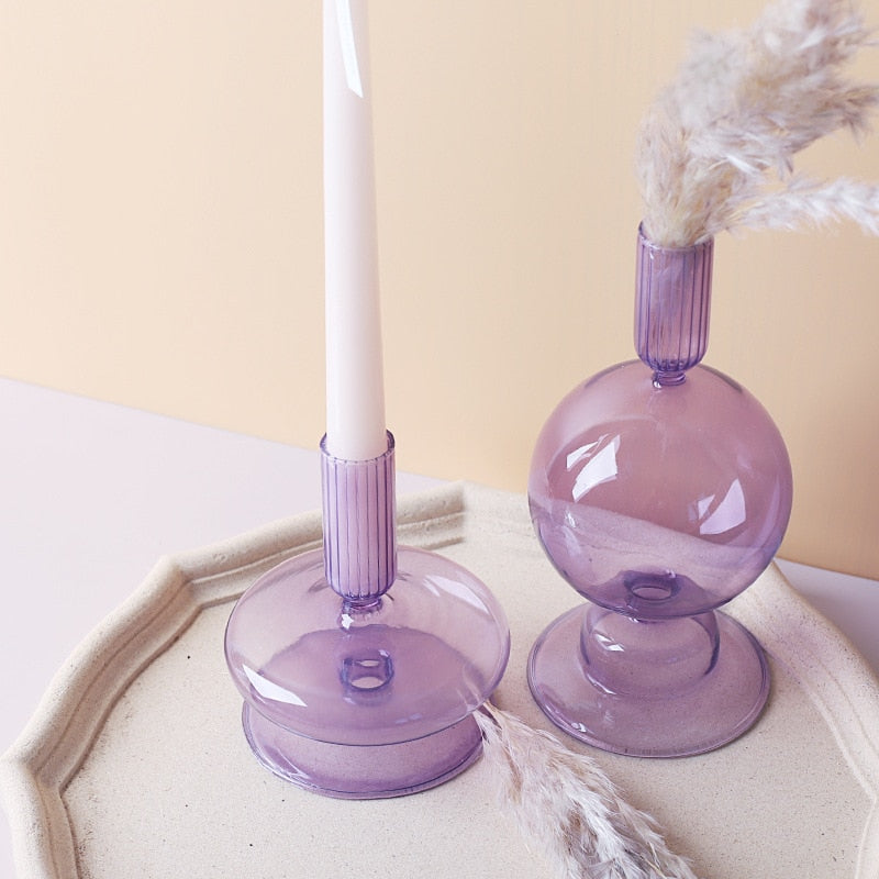 Lilac Borosilicate Glass Candle Holder