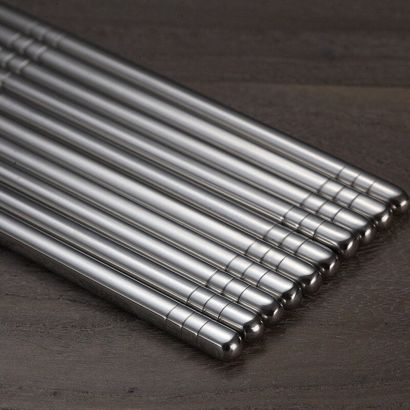 Stainless Steel Chopsticks Set - 5 Pairs, Food-Safe and Easy to Clean