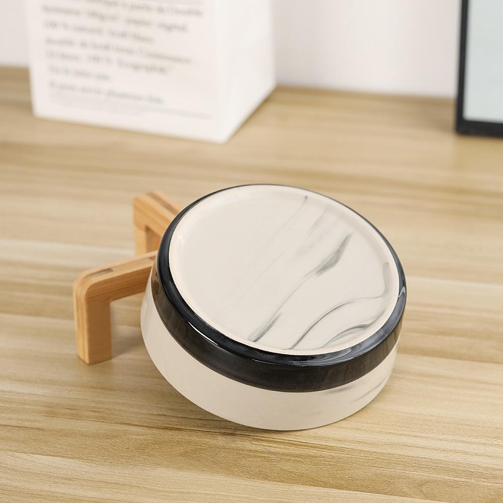 Ceramic Pet Feeding Bowl with Bamboo Base