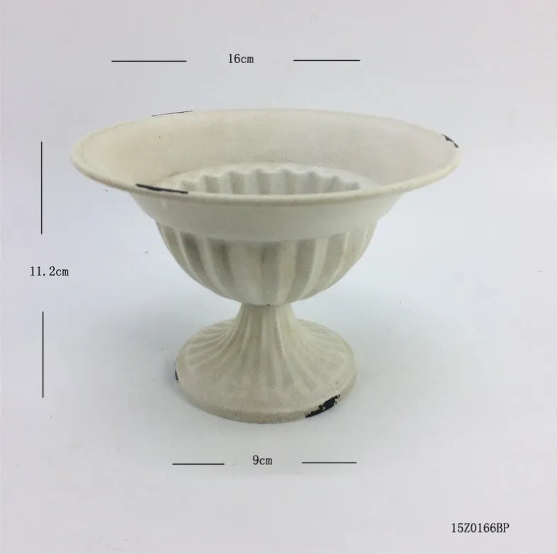 Vintage Iron Chalice Vase with Retro Finish