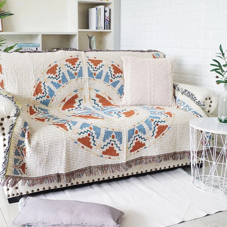 Vintage Pumpkin Knitted Sofa Cover Blanket