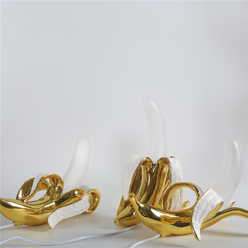 Art Deco Banana Lights Table Lamp with Copper and Chrome Finish